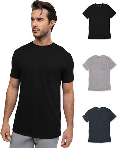 INTO THE AM Pocket T Shirts for Men S - 4XL Soft Cotton Blend Fitted Crew Neck Mens Pocket Tee Shirt in Saudi Arabia