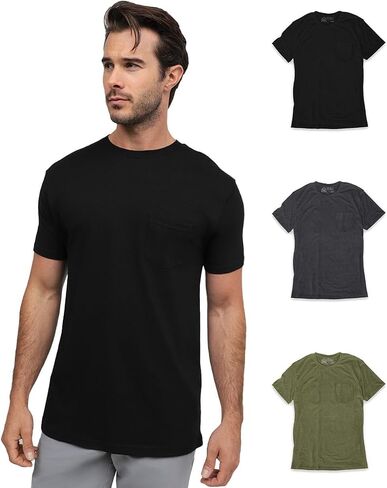 INTO THE AM Pocket T Shirts for Men S - 4XL Soft Cotton Blend Fitted Crew Neck Mens Pocket Tee Shirt in Saudi Arabia