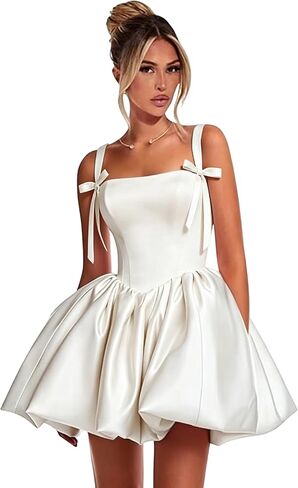 Satin Sqaure Neck Homecoming Dress 2026 Spaghetti Straps Mini Prom Dresses with Bow A Line Evening Cocktail Gown in Kuwait