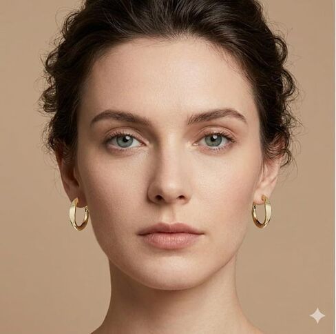 14K Gold Hoop Earrings for Women 25mm Small Huggies in Kuwait