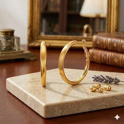 14K Gold Hoop Earrings for Women 25mm Small Huggies in Kuwait