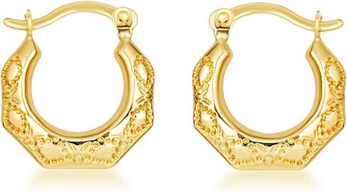 Gold Butterfly Textured Huggie Hoop Earrings for Women | 10K or 14K Yellow Gold in Saudi Arabia