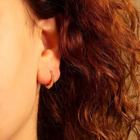 Gold Butterfly Textured Huggie Hoop Earrings for Women | 10K or 14K Yellow Gold in Kuwait