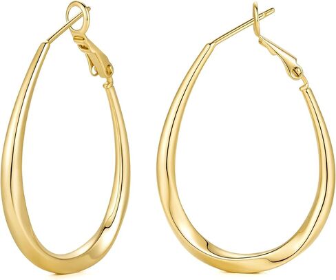Fanglcy Gold Hoop Earrings Gold Earrings for Women 14K Gold Hoop Earrings for Women Earring Hoops Stunning Oval Shape Hoops Earring for Womens in Saudi Arabia
