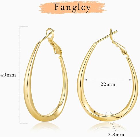 Fanglcy Gold Hoop Earrings Gold Earrings for Women 14K Gold Hoop Earrings for Women Earring Hoops Stunning Oval Shape Hoops Earring for Womens in Saudi Arabia