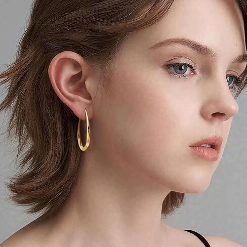 Fanglcy Gold Hoop Earrings Gold Earrings for Women 14K Gold Hoop Earrings for Women Earring Hoops Stunning Oval Shape Hoops Earring for Womens in Saudi Arabia