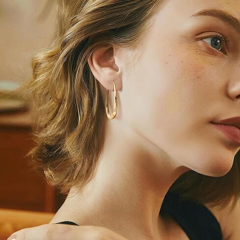 Fanglcy Gold Hoop Earrings Gold Earrings for Women 14K Gold Hoop Earrings for Women Earring Hoops Stunning Oval Shape Hoops Earring for Womens in Saudi Arabia