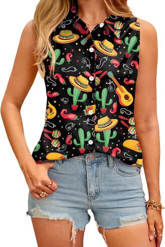 For G and PL Cinco De Mayo Women Shirt Mexican Funny Button Down Tops S-XL in Kuwait