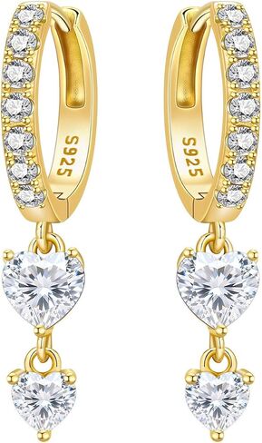 Sterling Silver 18K Gold Plated Women's dangle Earrings, Exquisite and sparkling | Stars, Moon, Sun & heart & Butterfly Hypoallergenic earrings,Dainty Trendy Jewelry Gift in Saudi Arabia