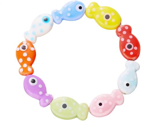 Bohemian Colorful Fish Beaded Bracelet for Women Men Ceramics Cute Fish Stretch Bracelet Summer Beach Party Jewelry Gift For Surfing Lover in Saudi Arabia