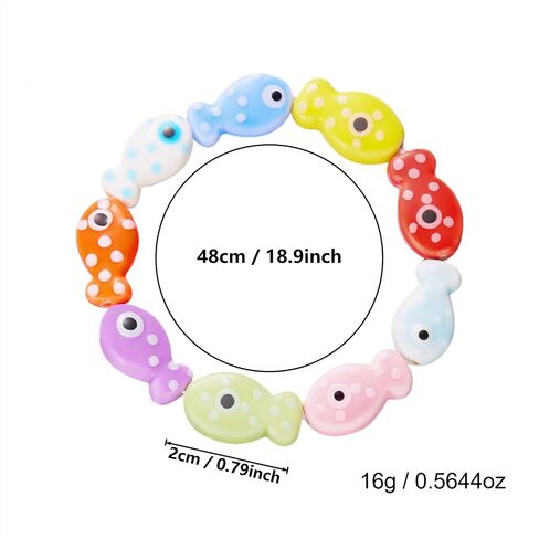 Bohemian Colorful Fish Beaded Bracelet for Women Men Ceramics Cute Fish Stretch Bracelet Summer Beach Party Jewelry Gift For Surfing Lover in Saudi Arabia