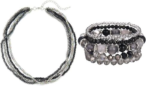 Noessla Crystal Beaded Costume Jewelry Set(Black-2) in Saudi Arabia