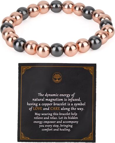 Women's Copper Bracelet, 99.99% Pure Copper Health Jewelry Beaded Bracelet for Men Women Healing in Kuwait