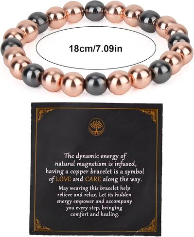 Women's Copper Bracelet, 99.99% Pure Copper Health Jewelry Beaded Bracelet for Men Women Healing in Kuwait