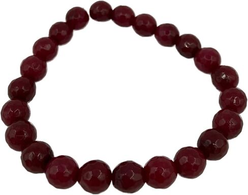 Natural Ruby Gemstone Faceted Round Beaded Stretch Bracelet in Saudi Arabia