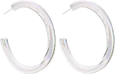 Acrylic Transparent Hoop Earrings Minimalist Resin Earrings Geometric Trendy Chunky Earrings for Women in Saudi Arabia
