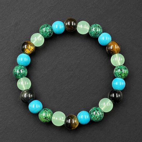 Beaded Stretch Bracelets for Women Prehnite Blue Apatite Bracelet for Anxiety Reduce Handmade Natural Crystal Beads Jewelry in Kuwait