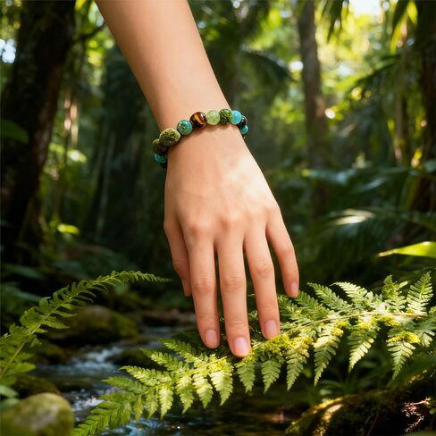 Beaded Stretch Bracelets for Women Prehnite Blue Apatite Bracelet for Anxiety Reduce Handmade Natural Crystal Beads Jewelry in Kuwait
