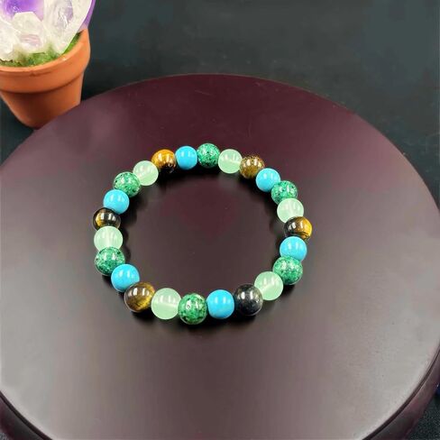 Beaded Stretch Bracelets for Women Prehnite Blue Apatite Bracelet for Anxiety Reduce Handmade Natural Crystal Beads Jewelry in Kuwait