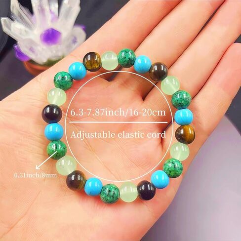 Beaded Stretch Bracelets for Women Prehnite Blue Apatite Bracelet for Anxiety Reduce Handmade Natural Crystal Beads Jewelry in Kuwait