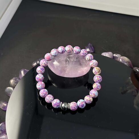 Beaded Stretch Bracelets for Women Purple Bracelet for Spiritual Awareness Calmness Jewelry Gift for Alleviating Stress in Kuwait