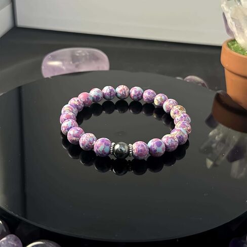 Beaded Stretch Bracelets for Women Purple Bracelet for Spiritual Awareness Calmness Jewelry Gift for Alleviating Stress in Kuwait