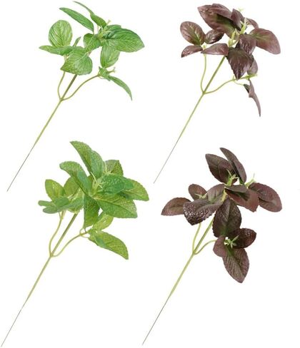 VICASKY Basil Plant Faux Herbs Simulated Plants Leaf Watering Bonsai Fake Mint Leaves Green Artificial Dill Imitation Decor Large Decoration 4pcs Home Party Greenery Filler Emulational DIY in Kuwait