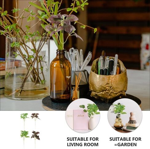 VICASKY Basil Plant Faux Herbs Simulated Plants Leaf Watering Bonsai Fake Mint Leaves Green Artificial Dill Imitation Decor Large Decoration 4pcs Home Party Greenery Filler Emulational DIY in Kuwait