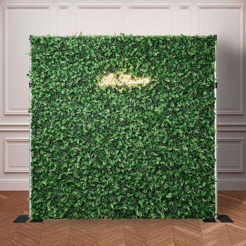 Artificial Flower Wall 8x8ft Green Grass Backdrop for Wedding, Baby Shower, Party, Birthday & Home Decor, Easy & Quick Assembly (Greenery) in Kuwait
