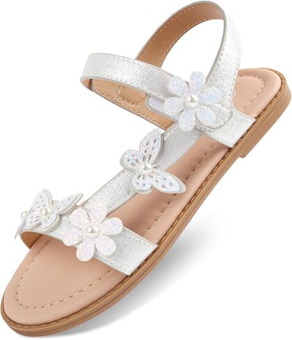 Toddler Girl Sandals Open Toe Flat Summer Dress Sandals Shoes with Glitter Butterfly Flower for Wedding Beach Party Toddler Little Kid in Saudi Arabia