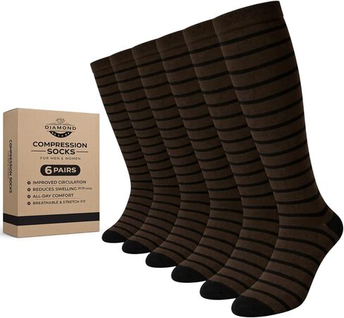 Diamond Star Graduated Compression Socks for Men & Women - Knee High Support for Running, Travel, Nurses in Kuwait