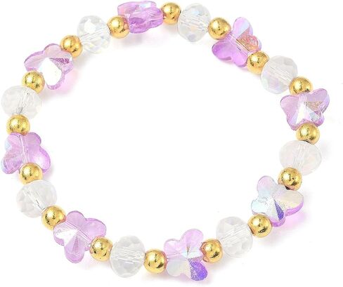 1pc Crystal Stretch Bracelets for Women Butterfly Rondelle Iridescent Glass Bead Bracelets for Jewelry Gift Mom Daughter Sister and Best Friend,6-3/4~7-1/8 inch(17~18cm) in Kuwait