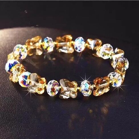 1pc Crystal Stretch Bracelets for Women Butterfly Rondelle Iridescent Glass Bead Bracelets for Jewelry Gift Mom Daughter Sister and Best Friend,6-3/4~7-1/8 inch(17~18cm) in Kuwait