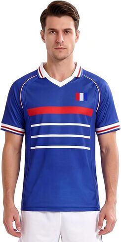 1998 Sublimated France Retro Soccer Jersey Men's Blue Vintage Football Shirt in Kuwait