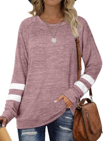 Desol Sweatshirts for Women Crewneck Fall Outfits Color Block Sweaters Long Sleeve Shirts Tunic Tops Fashion Clothing in Saudi Arabia