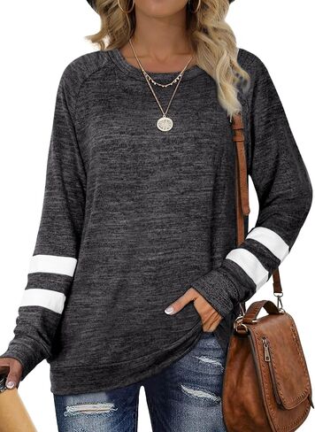 Desol Sweatshirts for Women Crewneck Fall Outfits Color Block Sweaters Long Sleeve Shirts Tunic Tops Fashion Clothing in Saudi Arabia