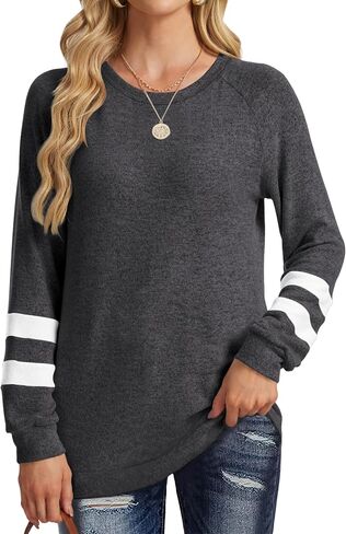 Desol Sweatshirts for Women Crewneck Fall Outfits Color Block Sweaters Long Sleeve Shirts Tunic Tops Fashion Clothing in Saudi Arabia