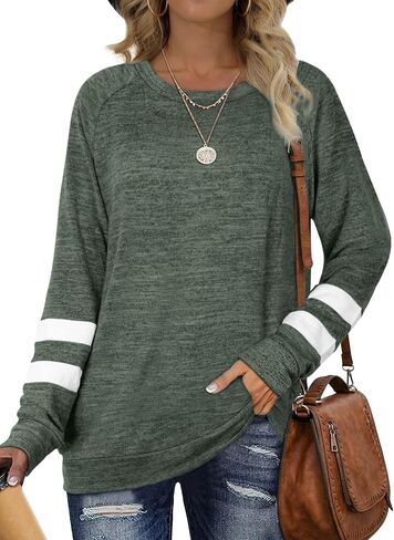 Desol Sweatshirts for Women Crewneck Fall Outfits Color Block Sweaters Long Sleeve Shirts Tunic Tops Fashion Clothing in Saudi Arabia