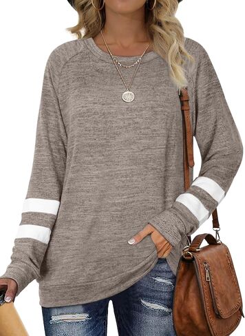 Desol Sweatshirts for Women Crewneck Fall Outfits Color Block Sweaters Long Sleeve Shirts Tunic Tops Fashion Clothing in Saudi Arabia