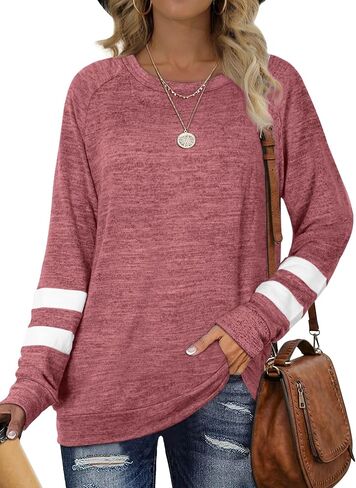 Desol Sweatshirts for Women Crewneck Fall Outfits Color Block Sweaters Long Sleeve Shirts Tunic Tops Fashion Clothing in Saudi Arabia