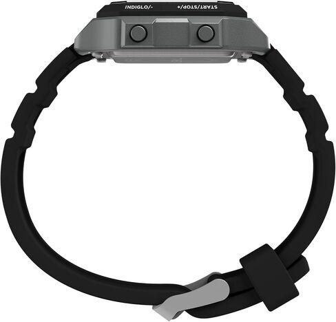 ساعة Timex للرجال World Time Digital 40mm - حافظة رقمية باللون الأسود مكونة من قطعتين باللون الفضي in Kuwait