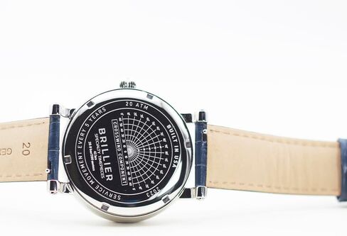 Brillier Men's 42 mm Automatic Dress Watch, Airborne X1, 660 ft WR, Easy to Read White DIAL(Green Glow in Dark), Blue Leather Strap ARBN42GR3 in Saudi Arabia