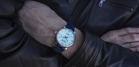 Brillier Men's 42 mm Automatic Dress Watch, Airborne X1, 660 ft WR, Easy to Read White DIAL(Green Glow in Dark), Blue Leather Strap ARBN42GR3 in Saudi Arabia