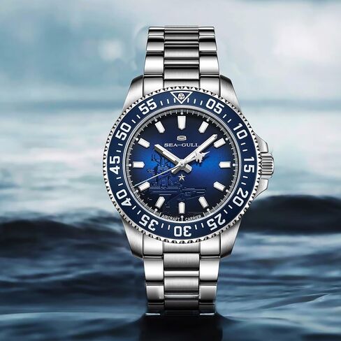 SEA-Gull Men’s Mechanical Watches, Ocean Series Dive Watch, ST2500 Movement, Automatic Winding, Luminous, Sapphire Crystal, 20 Bar Water Resistance, 1083, Blue in Saudi Arabia