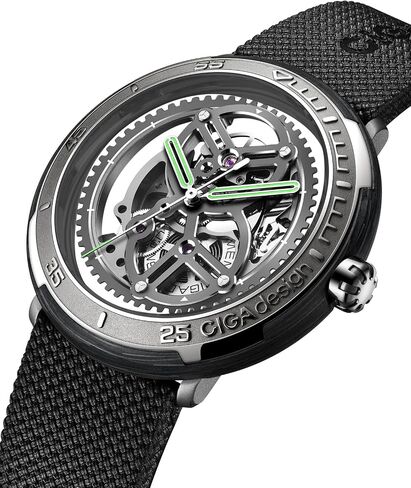 CIGA Design Skeleton Automatic Watch · Vector, 44MM Round Steel Case, Racing-Themed Design, Back-to-Front Skeleton, Super Luminova, Fluororubber Strap, Sapphire Glass Gifts for Men and Women in Saudi Arabia