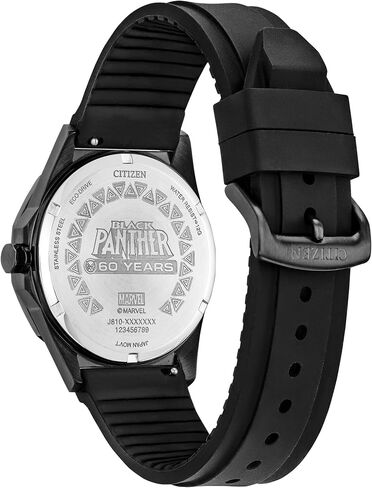 CITIZEN Men's Eco-Drive Marvel Black Panther, 42mm Black Stainless Steel Case with a Black Dial & Silicone Strap (Style: AW1858-03W) in Saudi Arabia