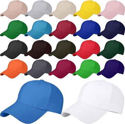22 Pcs Adult Cotton Baseball Hat Solid Color Baseball Caps Adjustable Blank Golf Cap Plain Ball Hats Bulk for Unisex in Kuwait