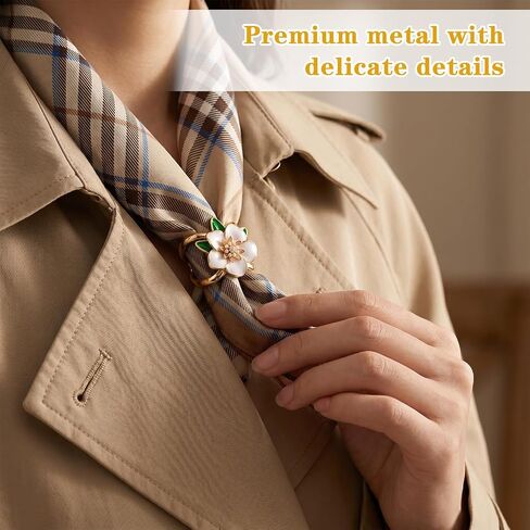 5 Sets Golden Silk Scarf Ring, X-Shape Knotted Flower Gardenia Square Shape Designs, Silk Scarves Ring Slide Clips Square Scarves Buckles Shawls Dress Clothing Accessories Jewelry for Mother in Saudi Arabia