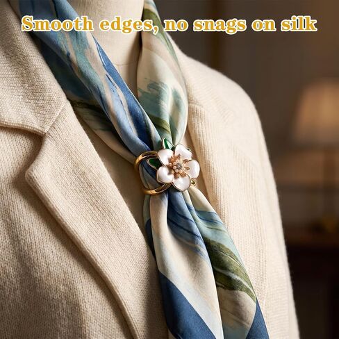 5 Sets Golden Silk Scarf Ring, X-Shape Knotted Flower Gardenia Square Shape Designs, Silk Scarves Ring Slide Clips Square Scarves Buckles Shawls Dress Clothing Accessories Jewelry for Mother in Saudi Arabia