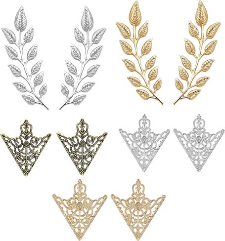5 Pairs Shirt Collar Pins Vintage Collar Brooch Set for Women Men, Gold ＆ Silver Triangle Leaf Hollow Pattern Triangle Pin Cardigan Sweater Accessories Gift in Saudi Arabia